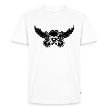Tête de mort avec ailes d’ange et guitare électrique - Black - T-shirt Premium bio Homme - blanc - Devant - Nico (187cm)