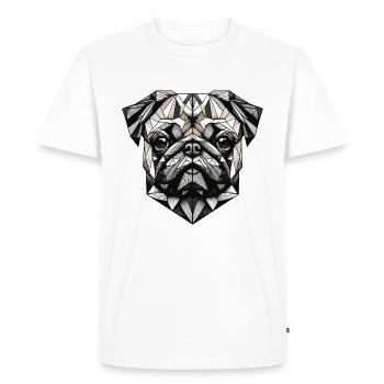 Pug Dog Geometric Gift Idea - Men's Premium Organic T-Shirt - white - Front - Nico (187cm)