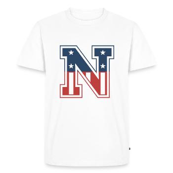 Letter N USA - Men's Premium Organic T-Shirt - white - Front - Nico (187cm)