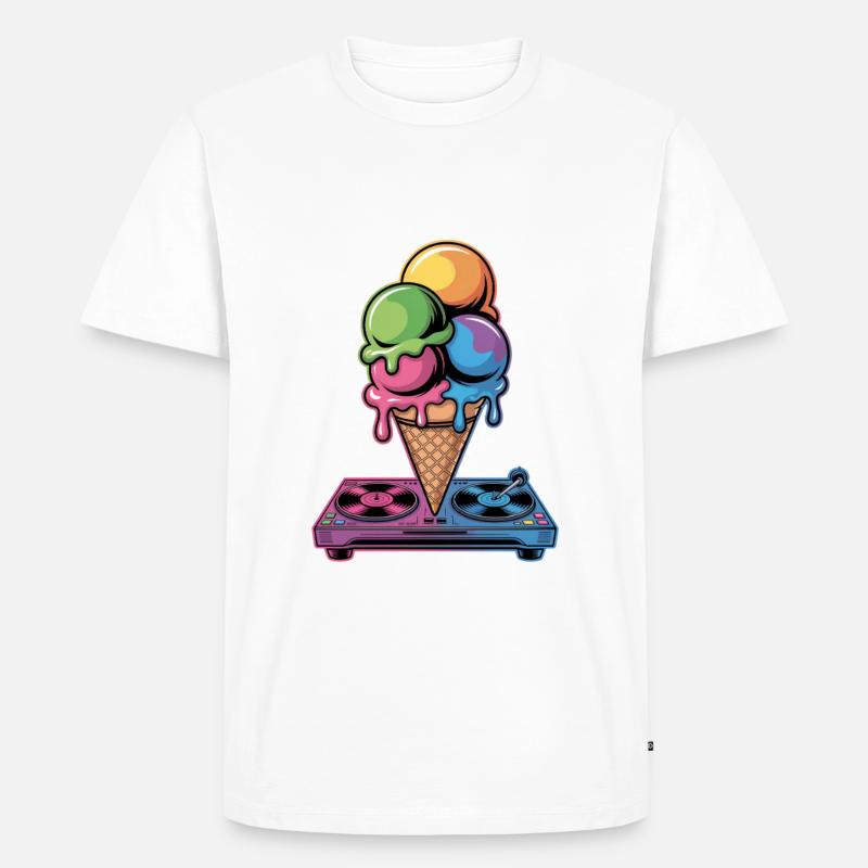 DJ Eiscreme Beats Musik Spaß - Männer Premium Bio T-Shirt - Weiß