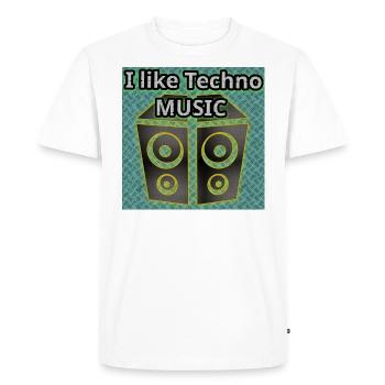 J’aime la techno - Musique - 2023 - T-shirt Premium bio Homme - blanc - Devant - Nico (187cm)