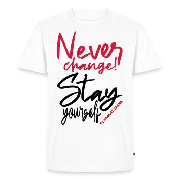 Never change stay yourself WEDENZ - T-shirt Premium bio Homme - blanc - Devant - Nico (187cm)