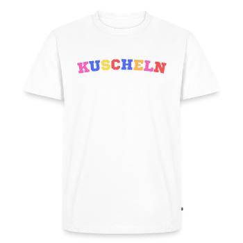 Kuscheln - Männer Premium Bio T-Shirt - Weiß - Vorne - Nico (187cm)
