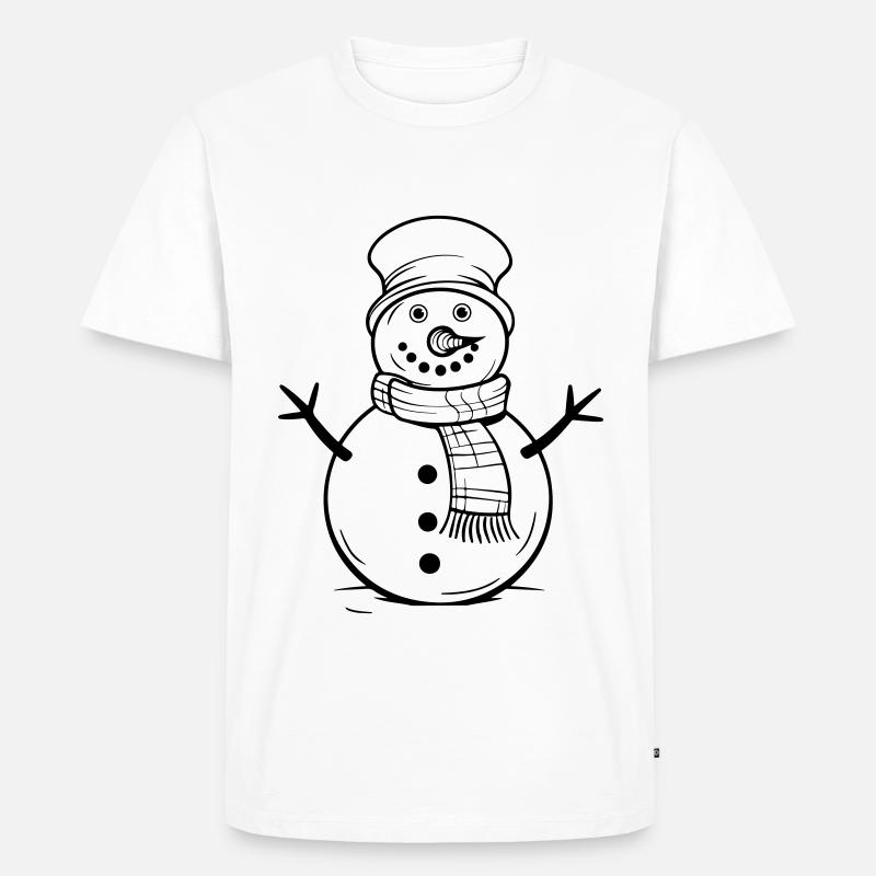 Schneemann Winter Comic - Männer Premium Bio T-Shirt - Weiß