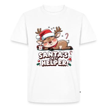 Santa's Lazy Helper – Cute Reindeer Design - Men's Premium Organic T-Shirt - white - Front - Nico (187cm)