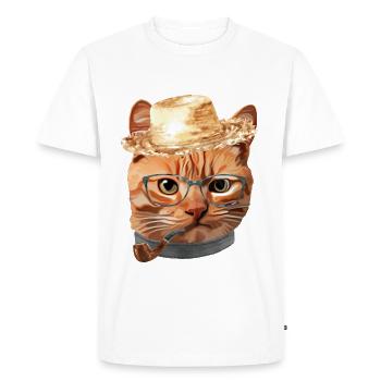 Chat Kitty Chaton Dans Des Lunettes De Vêtements De Paille - T-shirt Premium bio Homme - blanc - Devant - Nico (187cm)