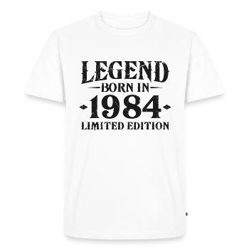 Légende depuis 1984 Millésime Né Anniversaire - T-shirt Premium bio Homme - blanc - Devant - Nico (187cm)
