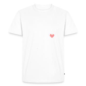 Herz an Herz - weiße Schrift - Männer Premium Bio T-Shirt - Weiß - Vorne - Nico (187cm)