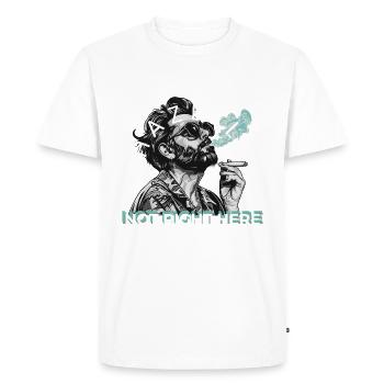 NOT RIGHT HERE - A MAN WITH A JOINT - Men's Premium Organic T-Shirt - white - Front - Nico (187cm)
