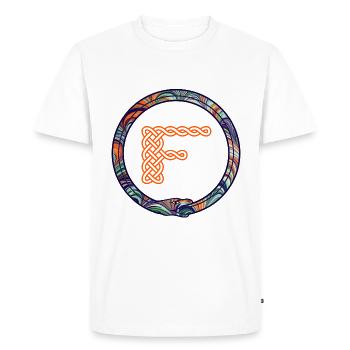 Knot F with Celtic Snake - Men's Premium Organic T-Shirt - white - Front - Nico (187cm)