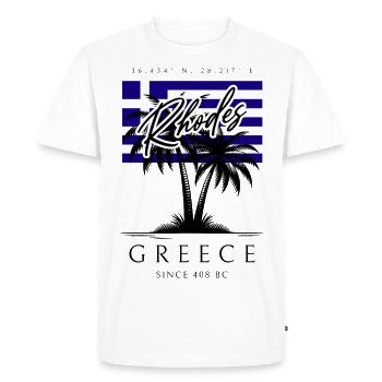 Palmiers de Rhodes drapeau Souvenir de voyage - T-shirt Premium bio Homme - blanc - Devant - Nico (187cm)