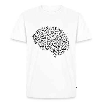 greed - Men's Premium Organic T-Shirt - white - Front - Nico (187cm)