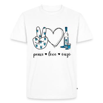 Paix Amour Ouzo - T-shirt Premium bio Homme - blanc - Devant - Nico (187cm)
