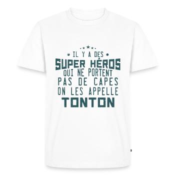 il y a des super-héros ... tonton - T-shirt Premium bio Homme - blanc - Devant - Nico (187cm)