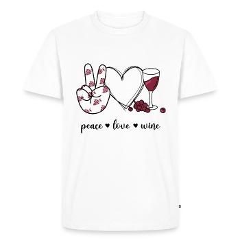 Paix Amour Vin Amour Buveur de vin Vendanges - T-shirt Premium bio Homme - blanc - Devant - Nico (187cm)