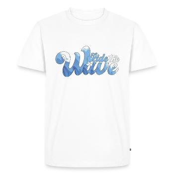 Ride the Wave Vintage Schrift Surfer - Männer Premium Bio T-Shirt - Weiß - Vorne - Nico (187cm)