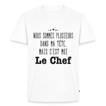 On est plusieurs dans ma tête - Humour - T-shirt Premium bio Homme - blanc - Devant - Nico (187cm)