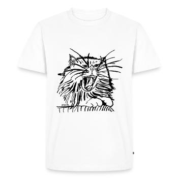 katze - Männer Premium Bio T-Shirt - Weiß - Vorne - Nico (187cm)