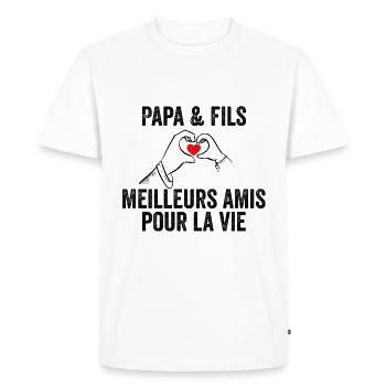 Papa Et Fils Meilleurs Amis Pour La Vie | Cadeau - T-shirt Premium bio Homme - blanc - Devant - Nico (187cm)