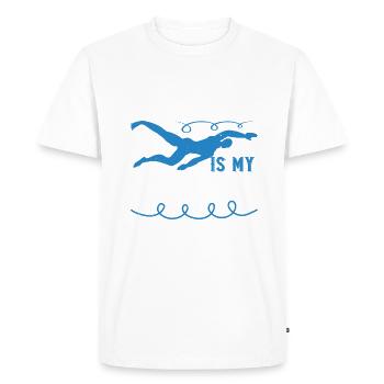 Natation Le chlore est mon eau de Cologne - T-shirt Premium bio Homme - blanc - Devant - Nico (187cm)