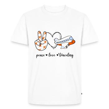 Paix Amour Voyager - T-shirt Premium bio Homme - blanc - Devant - Nico (187cm)