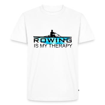 Rowing is my therapy, rowing, rowing - Men's Premium Organic T-Shirt - white - Front - Nico (187cm)