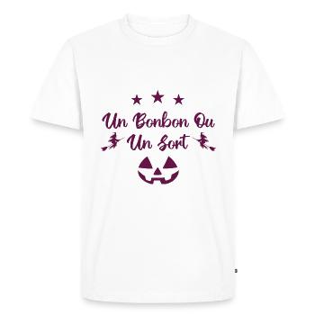Un bonbon ou un sort - T-shirt Premium bio Homme - blanc - Devant - Nico (187cm)
