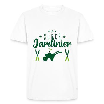 super jardinier - T-shirt Premium bio Homme - blanc - Devant - Nico (187cm)