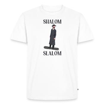 Shalom Slalom Rabi Design Giftidea - Men's Premium Organic T-Shirt - white - Front - Nico (187cm)