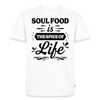 Humour Soul Food - Plats Afro Américain - T-shirt Premium bio Homme - blanc - Devant - Nico (187cm)