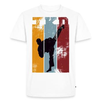 TKD vintage Taekwondoka Kick black - Men's Premium Organic T-Shirt - white - Front - Nico (187cm)