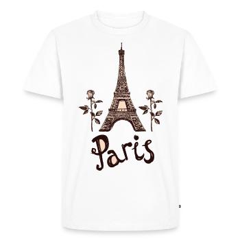 Paris France Eiffel Tower Roses - Men's Premium Organic T-Shirt - white - Front - Nico (187cm)