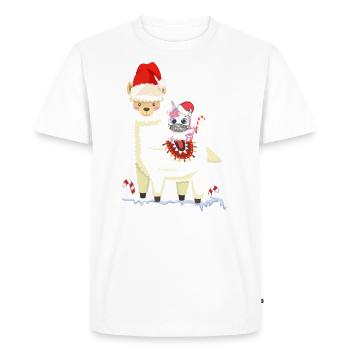 Protection de la bouche de Noël Licorne mignon alpaga lama - T-shirt Premium bio Homme - blanc - Devant - Nico (187cm)