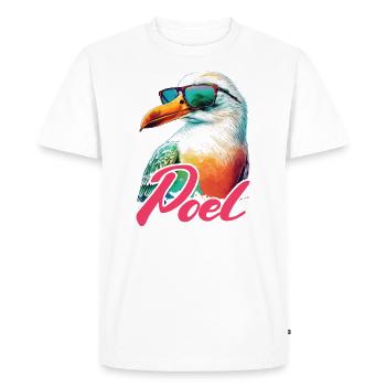 Poel holiday cool mouette colorée avec des lunettes de soleil - T-shirt Premium bio Homme - blanc - Devant - Nico (187cm)