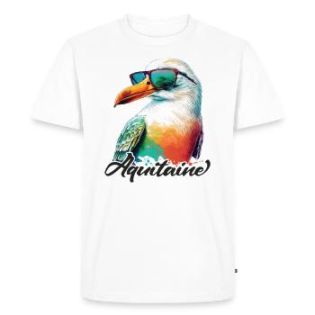 Aquitaine vacances fraîches mouettes colorées avec lunettes de soleil - T-shirt Premium bio Homme - blanc - Devant - Nico (187cm)
