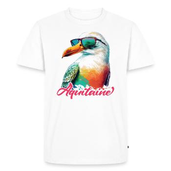 Aquitaine vacances fraîches mouettes colorées avec lunettes de soleil - T-shirt Premium bio Homme - blanc - Devant - Nico (187cm)
