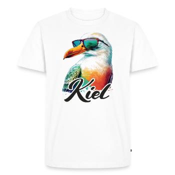 Kiel Holiday cool colorful seagull with sunglasses - Men's Premium Organic T-Shirt - white - Front - Nico (187cm)