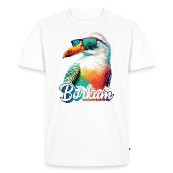 Borkum vacances mouette colorée fraîche avec des lunettes de soleil - T-shirt Premium bio Homme - blanc - Devant - Nico (187cm)
