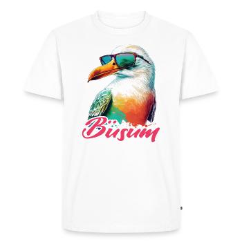 Büsum Holiday cool colorful seagull with sunglasses - Men's Premium Organic T-Shirt - white - Front - Nico (187cm)