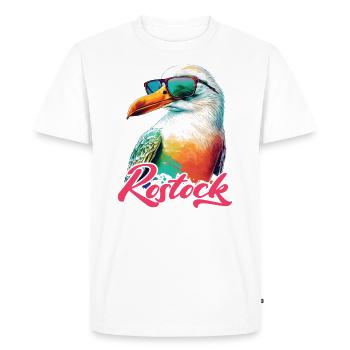 Rostock vacances mouette colorée fraîche avec des lunettes de soleil - T-shirt Premium bio Homme - blanc - Devant - Nico (187cm)