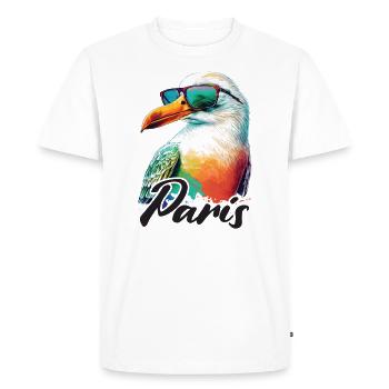 Paris France Holiday Seagull with Sunglasses - Men's Premium Organic T-Shirt - white - Front - Nico (187cm)