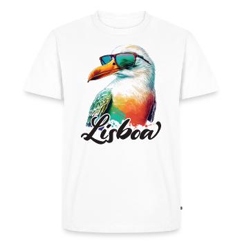 Mouette de vacances Lisboa Portugal avec lunettes de soleil - T-shirt Premium bio Homme - blanc - Devant - Nico (187cm)