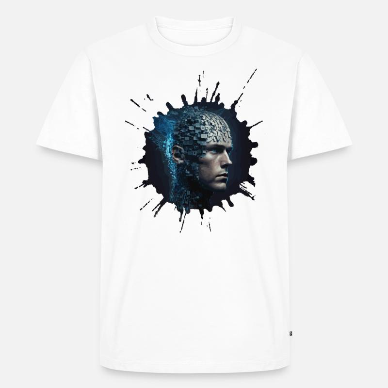 Digitale Evolution - Zukunftsvision Cyber Mensch - Männer Premium Bio T-Shirt - Weiß