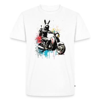 Graffiti lapin sur scooter moto - T-shirt Premium bio Homme - blanc - Devant - Nico (187cm)
