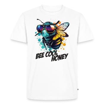 Graffiti bumblebee with sunglasses Bee Cool Honey - Men's Premium Organic T-Shirt - white - Front - Nico (187cm)