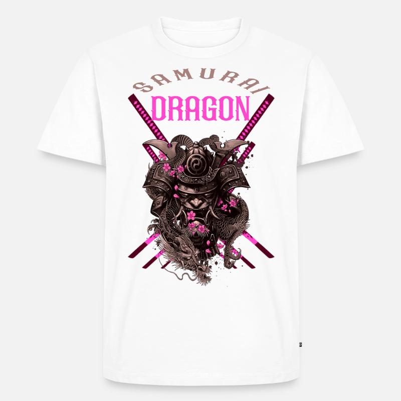 Samurai-Drache - Männer Premium Bio T-Shirt - Weiß