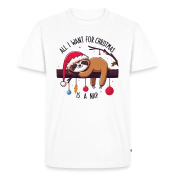 Sloth All I want for Christmas is a nap - Men's Premium Organic T-Shirt - white - Front - Nico (187cm)