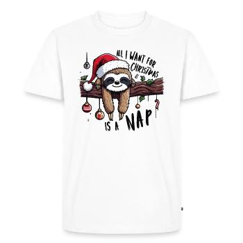 Sloth All I want for Christmas is a nap - Men's Premium Organic T-Shirt - white - Front - Nico (187cm)