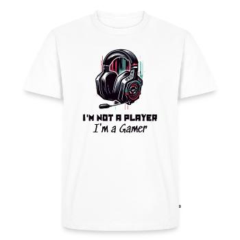 Je ne suis pas un joueur mais un Gamer Sayings Shirt - T-shirt Premium bio Homme - blanc - Devant - Nico (187cm)