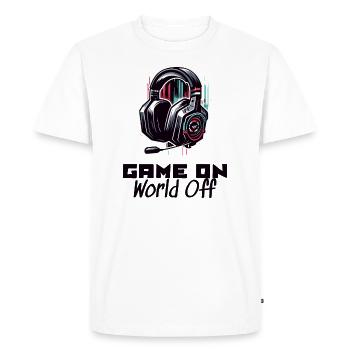 Game On World Off Gamer T-Shirt - T-shirt Premium bio Homme - blanc - Devant - Nico (187cm)